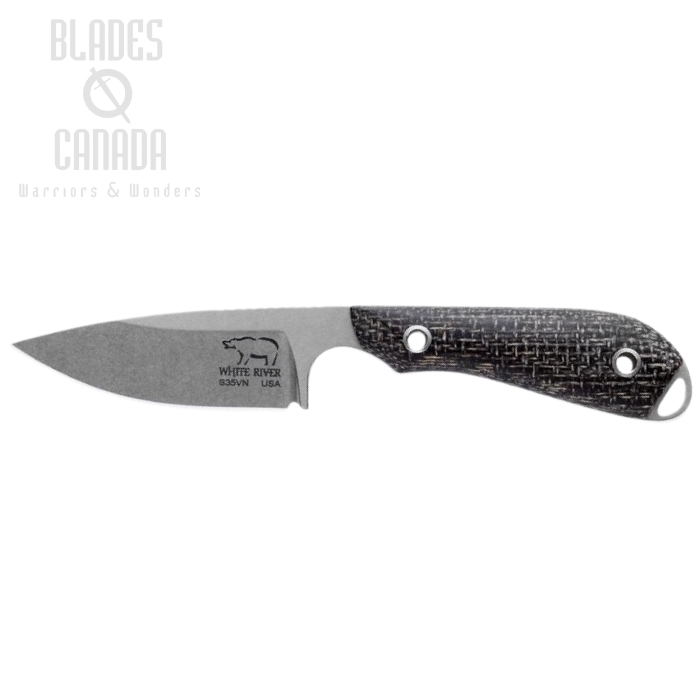 White River M1 Caper Fixed Blade Knife, S35VN, Black Burlap Micarta, Kydex Sheath